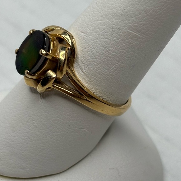 KORITE 14K Yellow Gold Ammolite Statement Ring Size 8 - Picture 4 of 7